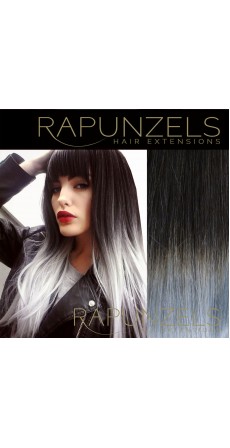 110 Gram 18" Hair Weave/Weft Colour #1B/Grey Natural Off Black to Silver Grey Dip Dye/Ombre (Full Head)